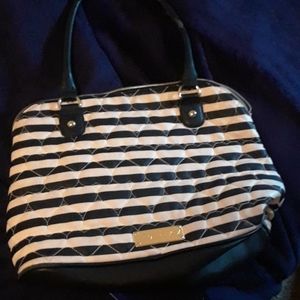 Betsey Johnson black and white stripped purse